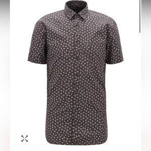 Hugo Boss Black Patterned Short Sleeve Shirt